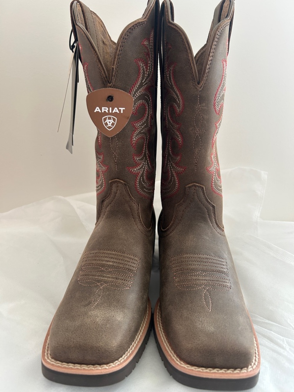 Ariat Women’s Hybrid Rancher Brown Leather Stretch Fit Western Boot Wide Sq Toe - Picture 4 of 11